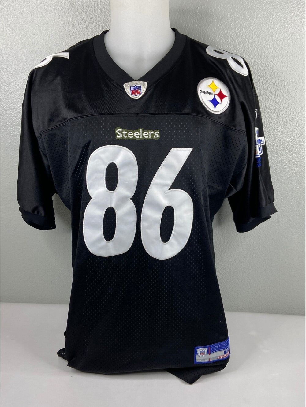 Hines Ward Reebok Super Bowl 40 Black Jersey Pittsburgh Steelers Size 54 NFL